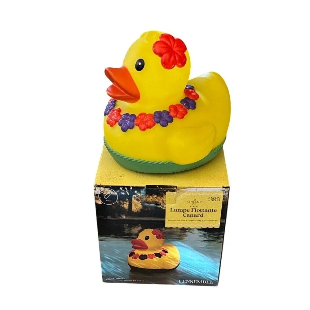 Ashland Jumbo Light Up Floating Hard Rubber Pool Duck w/ Lei (Hard to Find) NEW